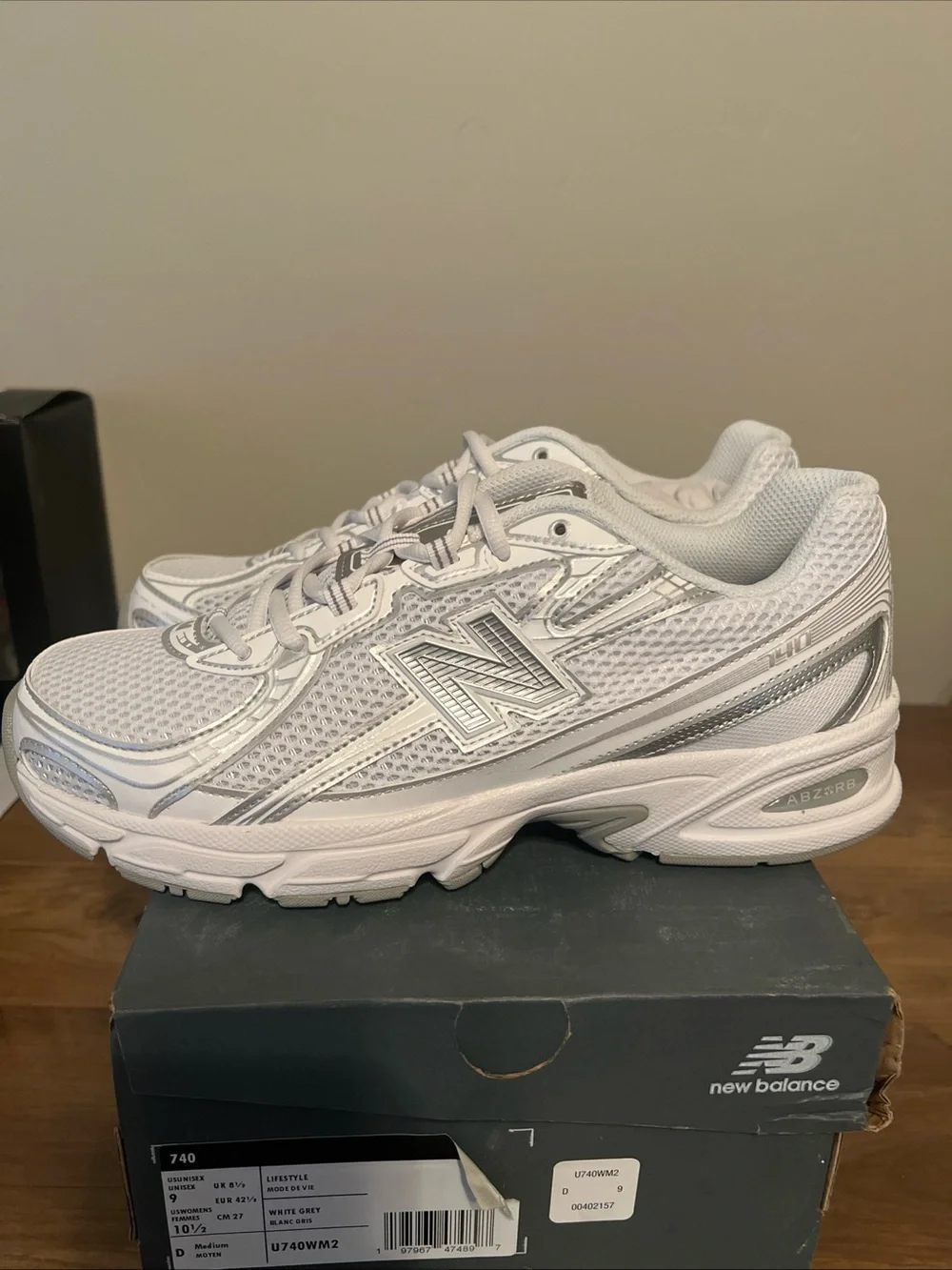 New Balance 740 Lifestyle White and Grey Athletic Sneakers